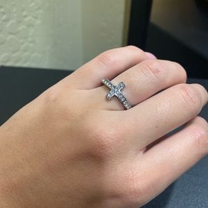 Brighton Swarovski Crystal Eternity Cross Ring